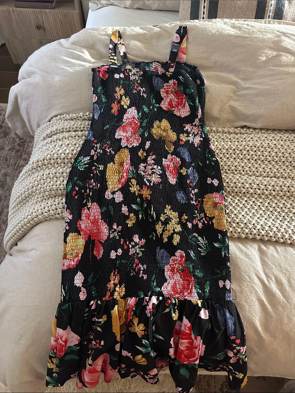PrettyGarden Floral Midi Dress with Ruffle Hem